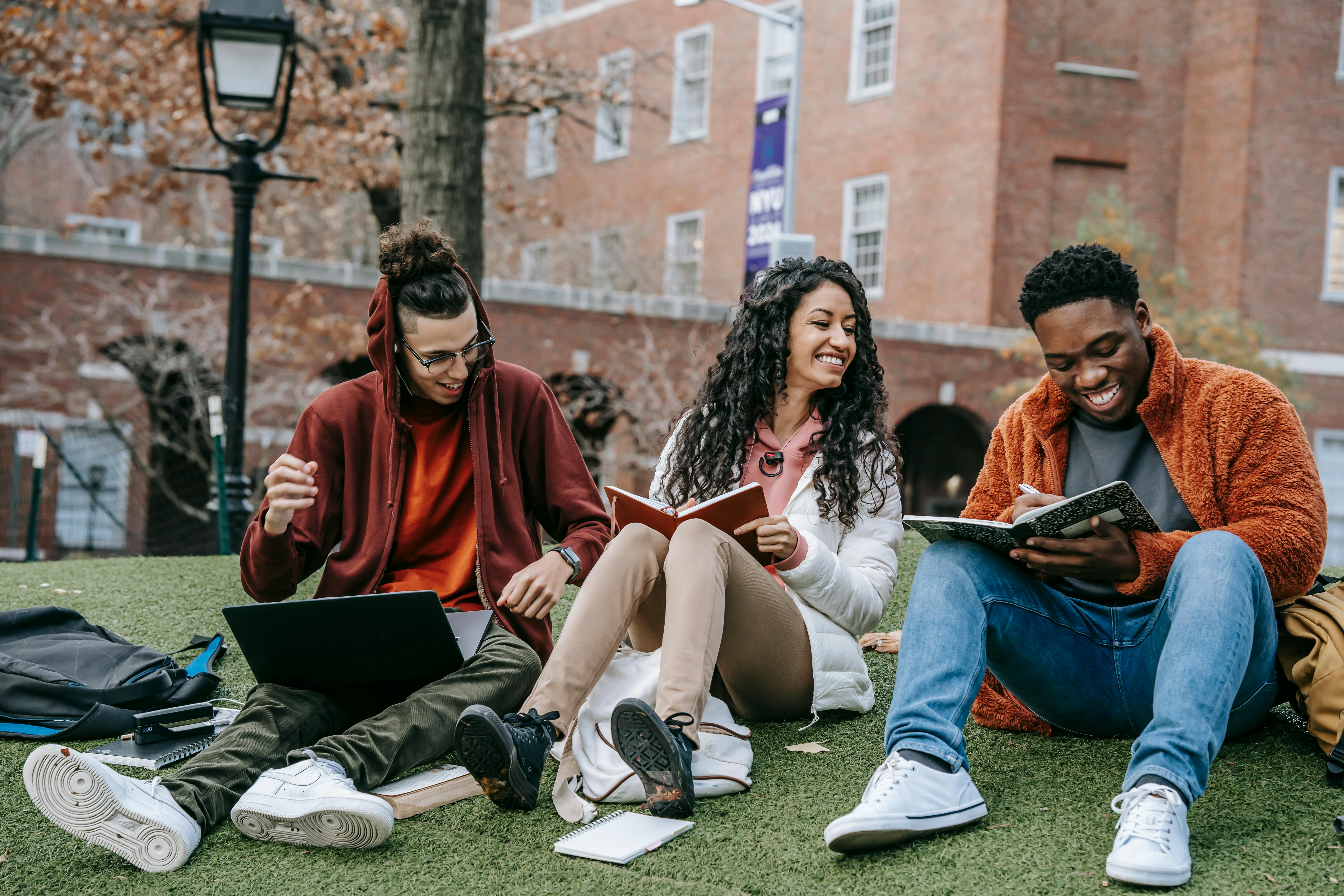 Students studying outdoors